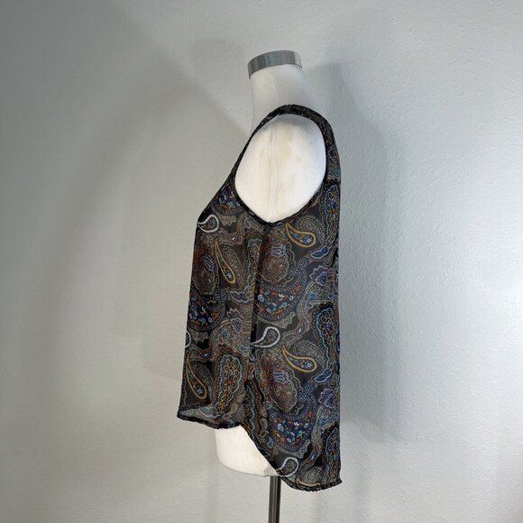 Ambiance Womans Top M Flowy Boho Racerback Tank Top Sleeveless Sheer - Picture 4 of 11